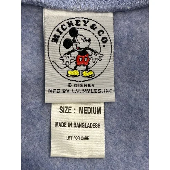 Disney Women’s Blue Minnie Mouse Embroidered Long Loungewear Zippered Sz M - New